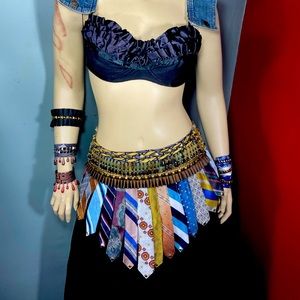 One of a kind, Hansmade, Upcycled silk Mens tie, 2panel Skirt